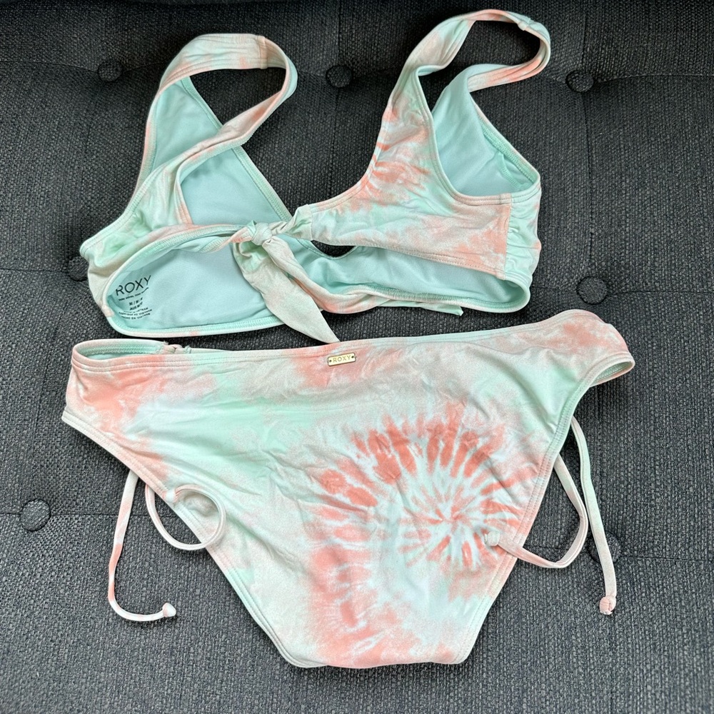 Roxy Tie-Dye Bikini in Mint and Coral - Picture 3 of 6